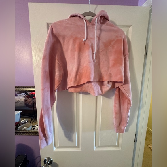 Gildan Jackets & Blazers - Pink Tye Dye Crop Top Hoodie